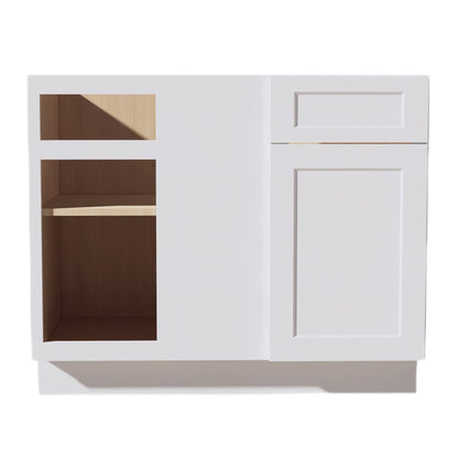 HF-BBC42/45: Frost White Shaker 42" 1 Door & 1 Drawer Blind Corner Base Cabinets