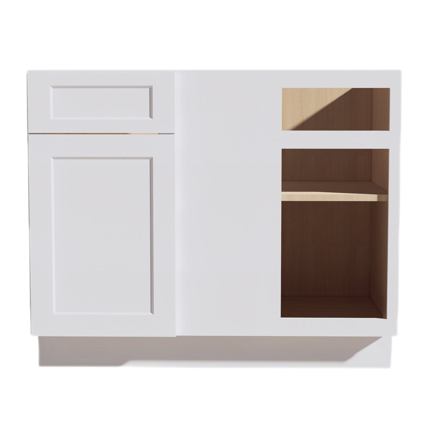 HF-BBC42/45: Frost White Shaker 42" 1 Door & 1 Drawer Blind Corner Base Cabinets