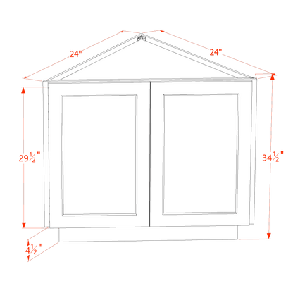 HF-BEC24: Frost White Shaker 24" 2 Full Height Door Angled End Base Cabinets