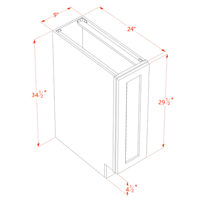 HF-BF0924: Frost White Shaker 09" Full Height Door Standard Base Cabinet