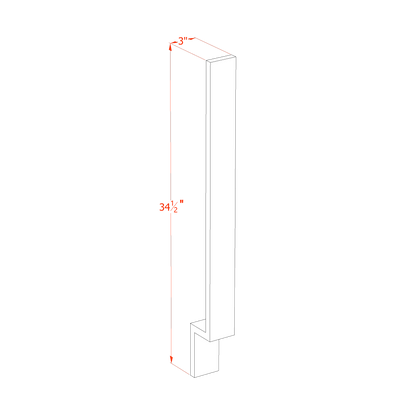 HF-BF3: Frost White Shaker 3"W Base Cabinet Filler