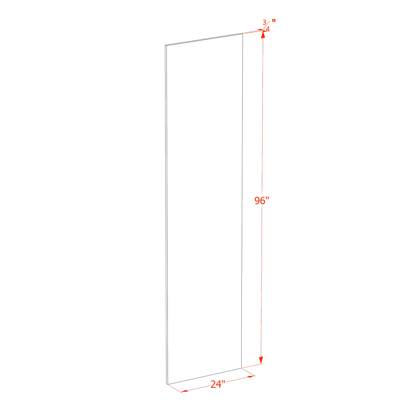 HF-BP2496-3/4: Frost White Shaker 24"W x 96"H x 3/4"D Base End Skin Panel