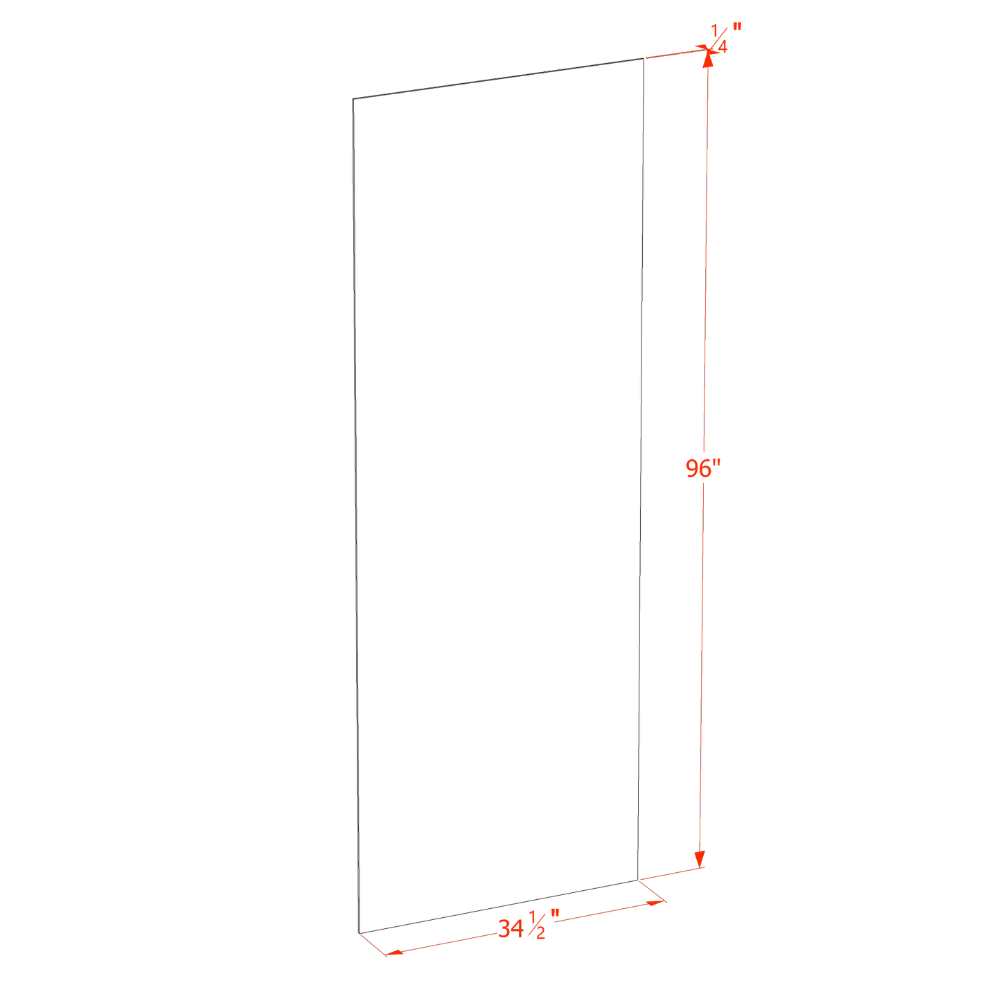 HF-BP3496-1/4: Frost White Shaker 34-1/2"W x 96"H x 1/4"D Base End Skin Panel