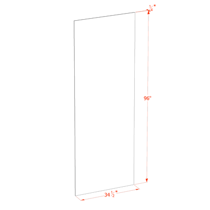 HF-BP3496-1/4: Frost White Shaker 34-1/2"W x 96"H x 1/4"D Base End Skin Panel