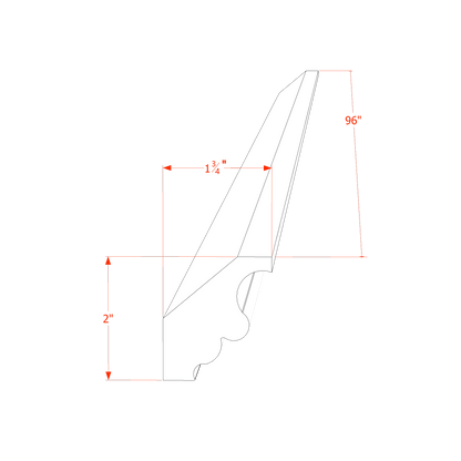 HF-CM2: Frost White Shaker 96"W x 2"H x 2-1/2"D Crown Molding