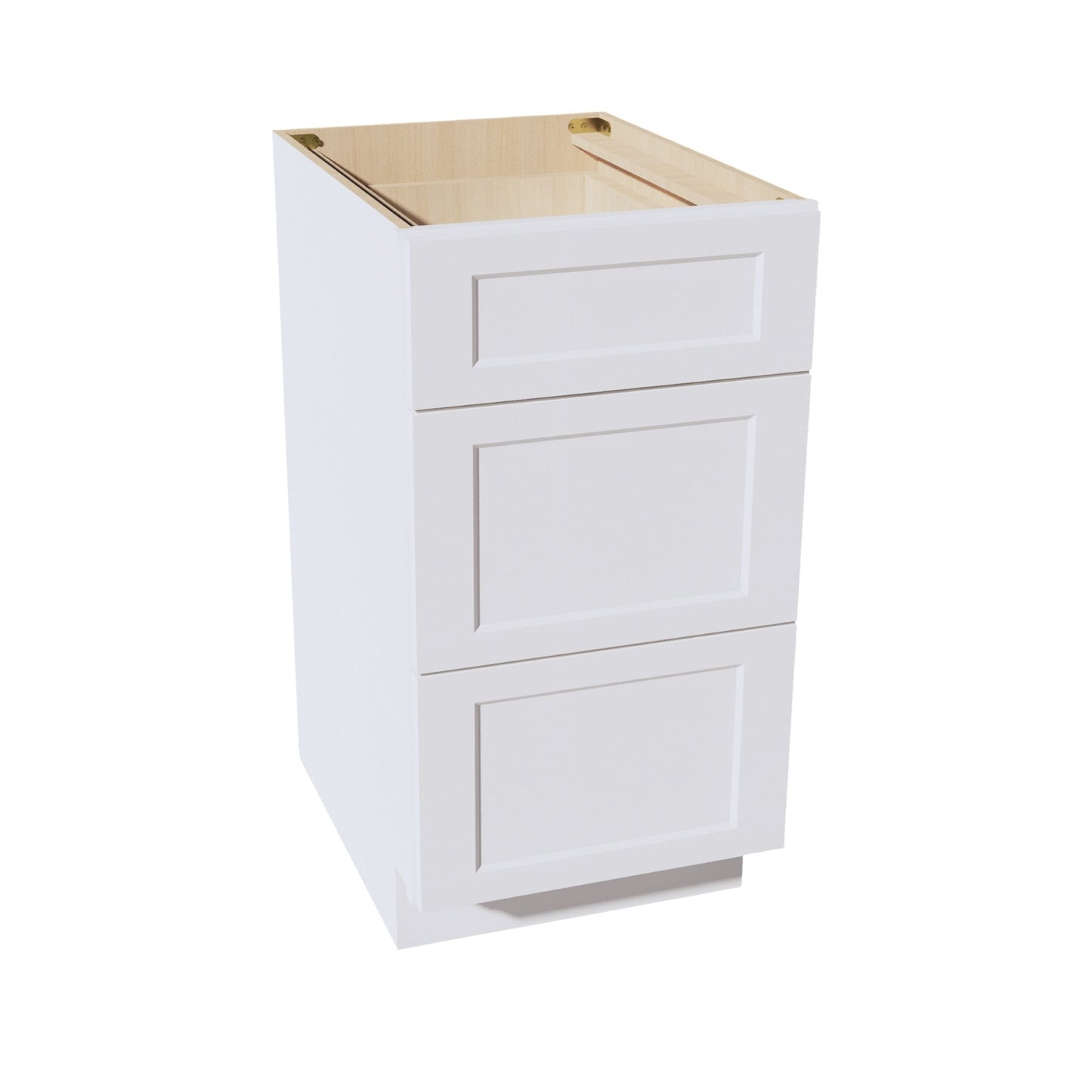 HF-DB18: Frost White Shaker 18" 3 Drawers Base Cabinet