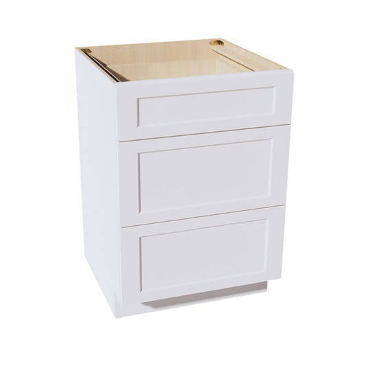 HF-DB21: Frost White Shaker 21" 3 Drawers Base Cabinet