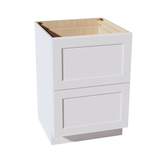 HF-DB24-2: Frost White Shaker 24" 2 Drawers Base Cabinet