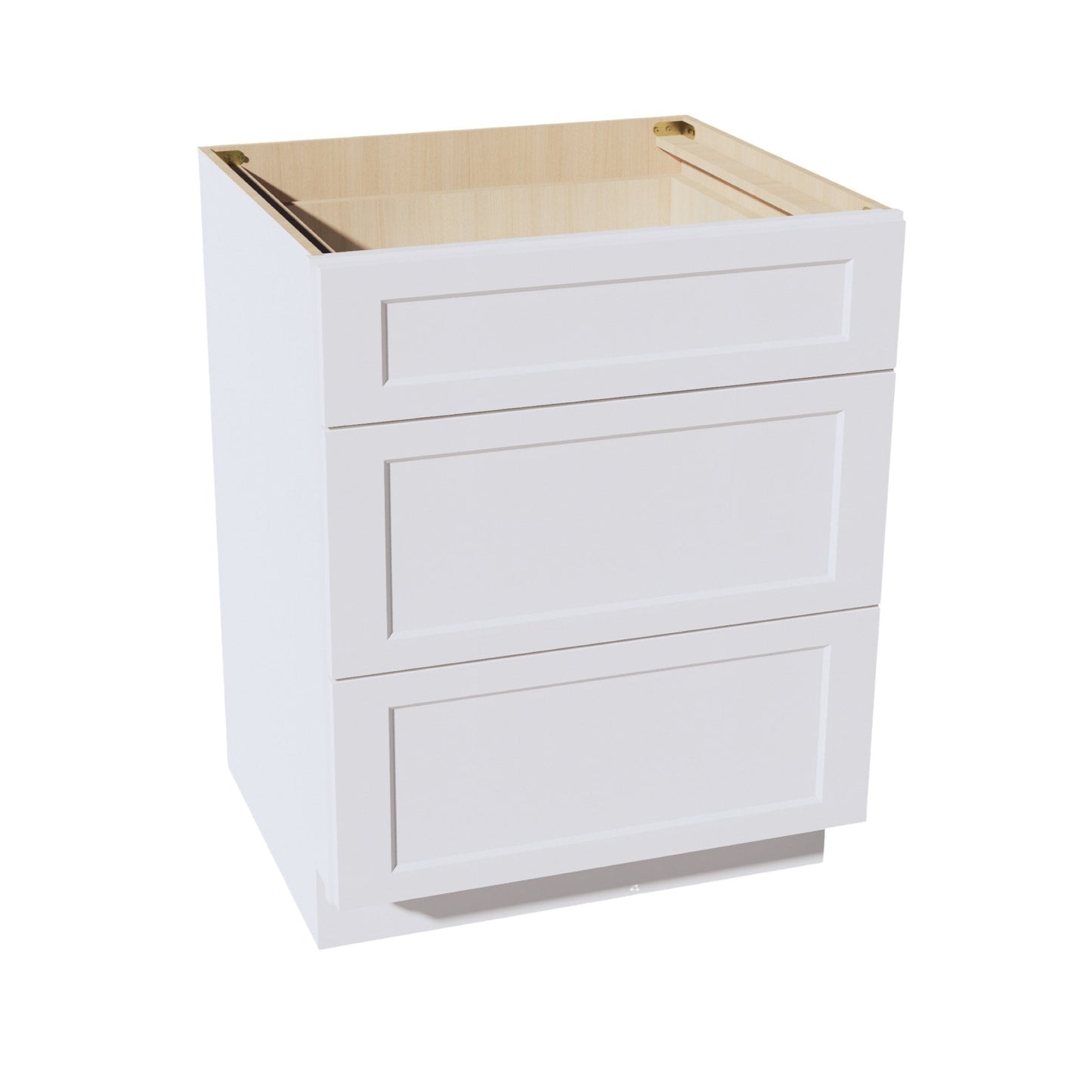 HF-DB24: Frost White Shaker 24" 3 Drawers Base Cabinet