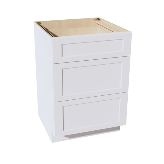 HF-DB27: Frost White Shaker 27" 3 Drawers Base Cabinet