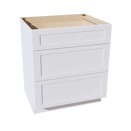 HF-DB33: Frost White Shaker 33" 3 Drawers Base Cabinet