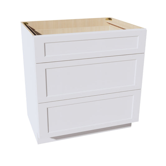HF-DB36: Frost White Shaker 36" 3 Drawers Base Cabinet