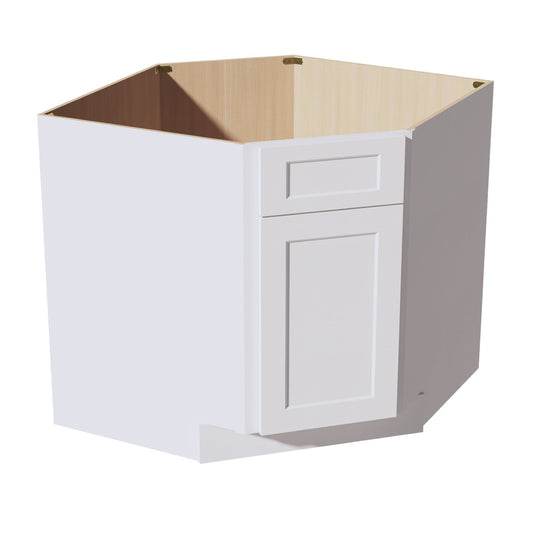 HF-DSB36: Frost White Shaker 36" 1 Door 1 False Drawer Corner Sink Base Cabinets