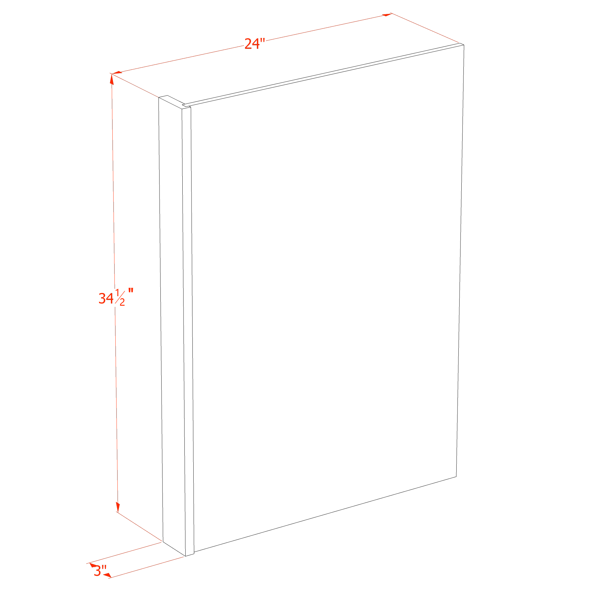 HF-DWR3: Frost White Shaker 3" Filler - 24"W x 34-1/2"H x 1/2"D Dishwa ...