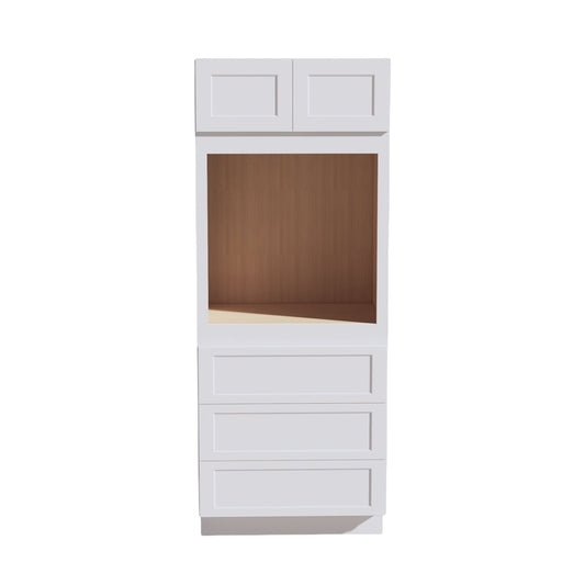 HF-OC3384: Frost White Shaker 33"W x 84"H x 24"D 2 Doors & 3 Drawers Tall Oven Shelf Cabinets
