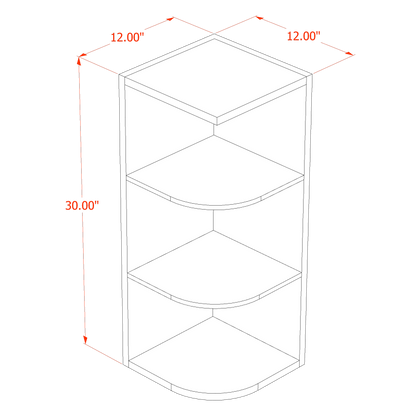 HF-OE1230: Frost White Shaker 12"W x 30"H 4 Shelves Wall End Shelf Cabinet