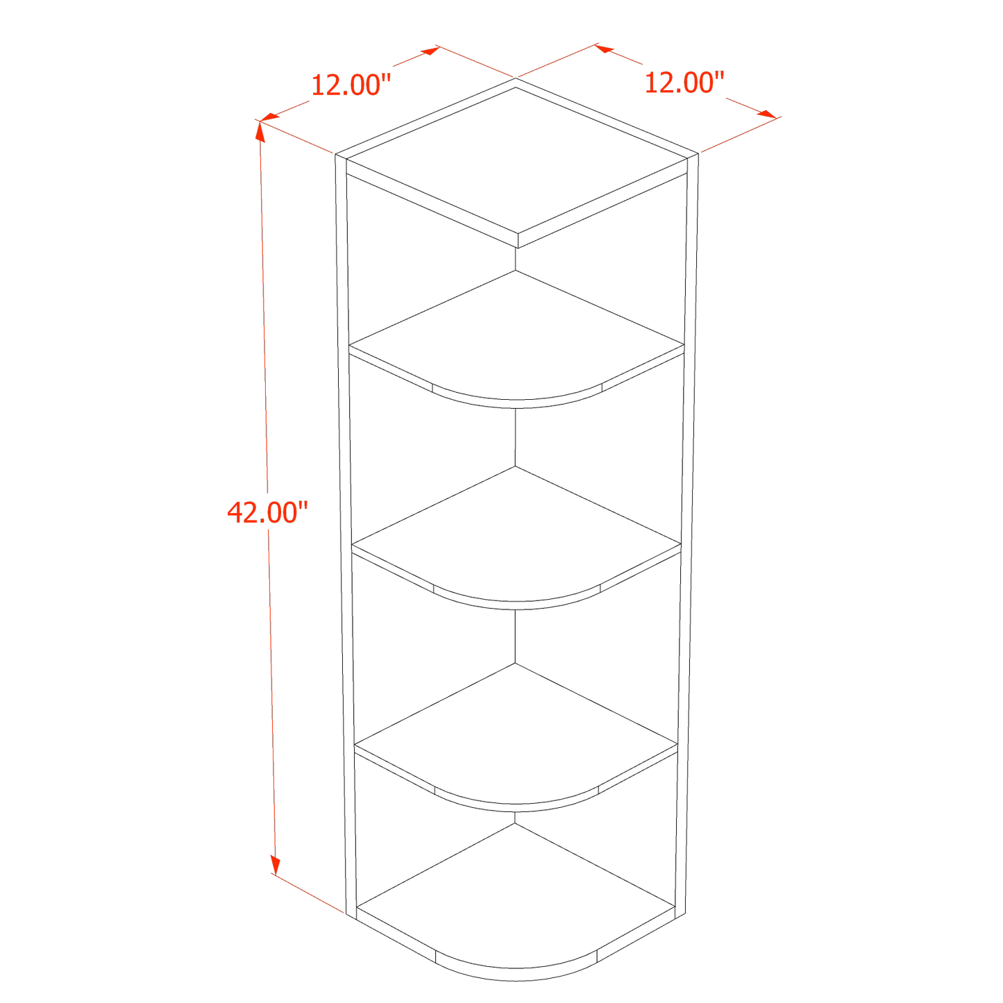 HF-OE1242: Frost White Shaker 12"W x 42"H 4 Shelves Wall End Shelf Cabinet