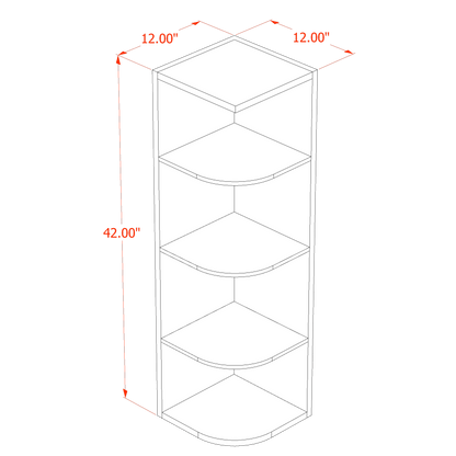 HF-OE1242: Frost White Shaker 12"W x 42"H 4 Shelves Wall End Shelf Cabinet