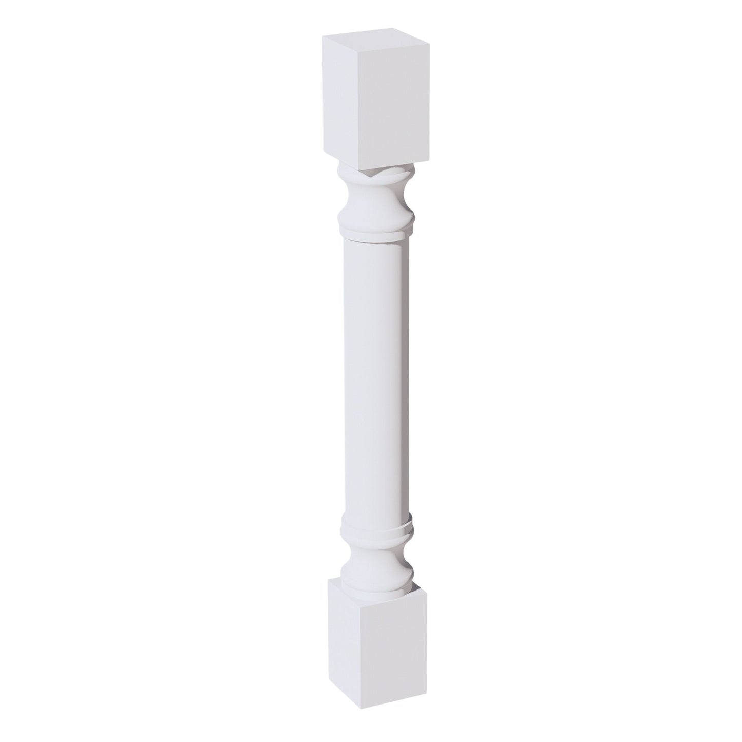 HF-RP436: Frost White Shaker 04"W x 36"H x 04"D Round Roman Pillar