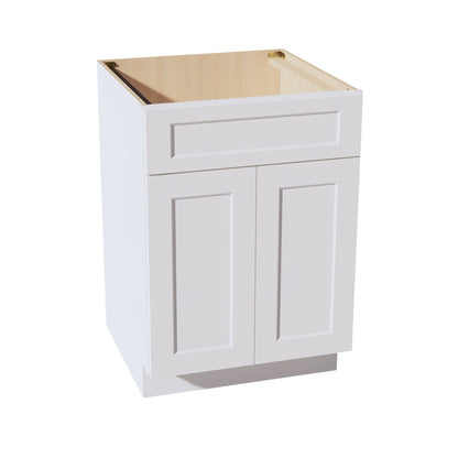 HF-SB24: Frost White Shaker 24" 2 Doors 1 False Drawer Sink Base Cabinet