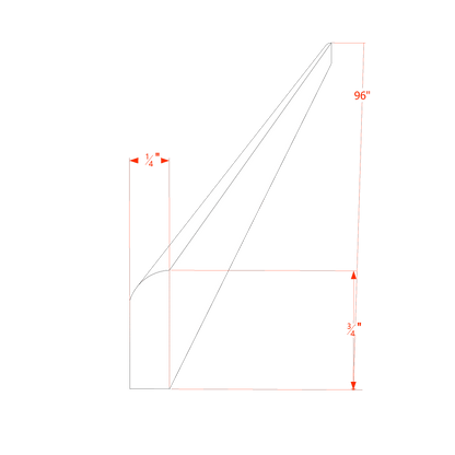 HF-SM8-S: Frost White Shaker 96"W x 3/4"H x 1/4"D Scribe Molding