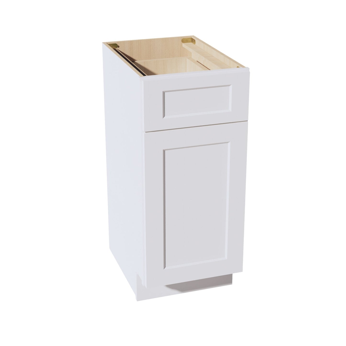 HF-VB1521: Frost White Shaker 15"W x 34-1/2"H x 21"D 1 Door & 1 Drawer Single Door Vanity Base Cabinets