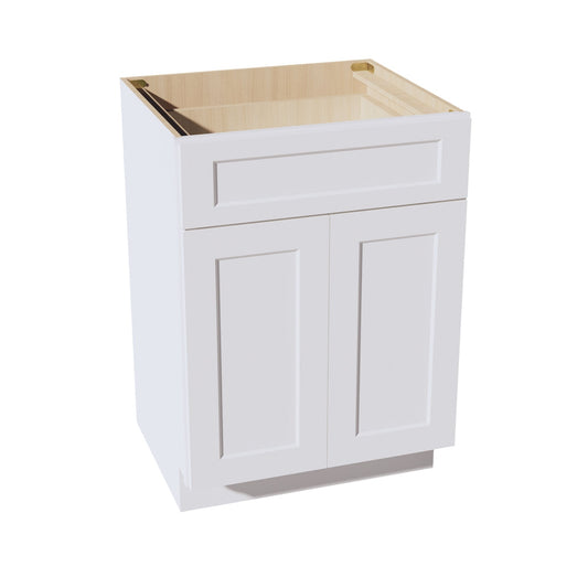 HF-VB2421: Frost White Shaker 24"W x 34-1/2"H x 21"D 2 Doors & 1 Drawer Double Door Vanity Base Cabinets