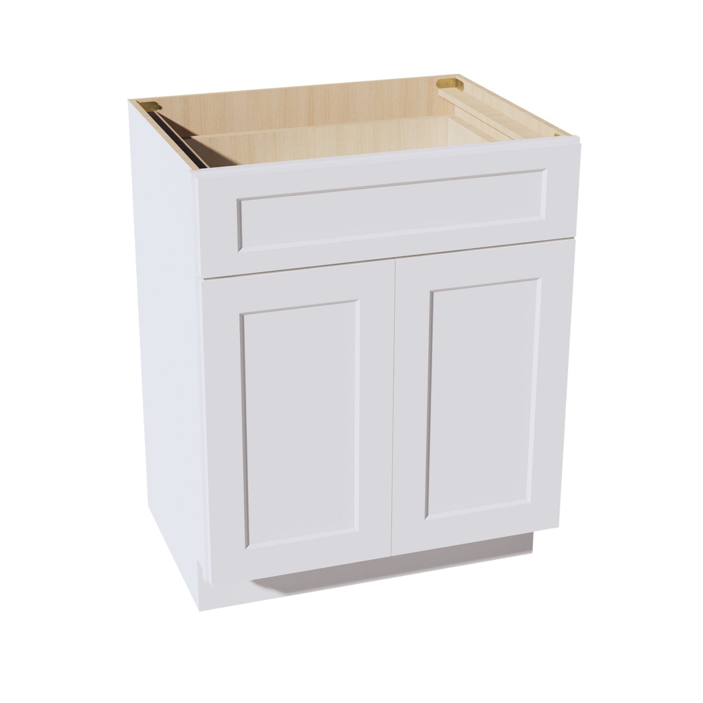 HF-VB2721: Frost White Shaker 27"W x 34-1/2"H x 21"D 2 Doors & 1 Drawer Double Door Vanity Base Cabinets