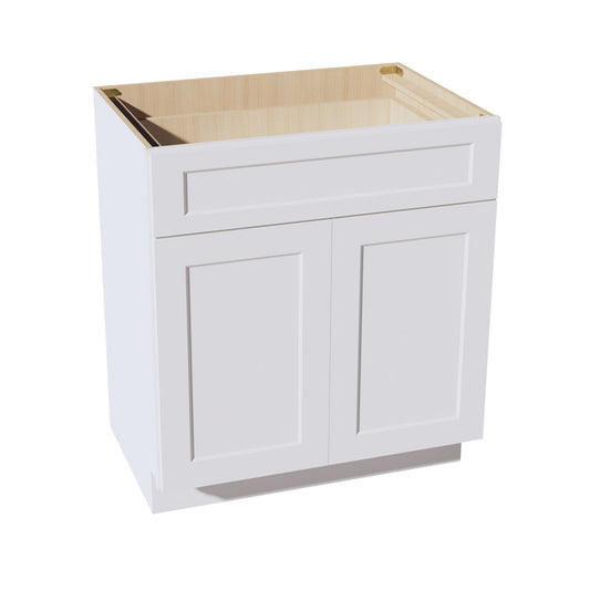 HF-VB3021: Frost White Shaker 30"W x 34-1/2"H x 21"D 2 Doors & 1 Drawer Double Door Vanity Base Cabinets