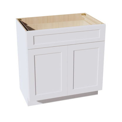 HF-VB3321: Frost White Shaker 33"W x 34-1/2"H x 21"D 2 Doors & 1 Drawer Double Door Vanity Base Cabinets