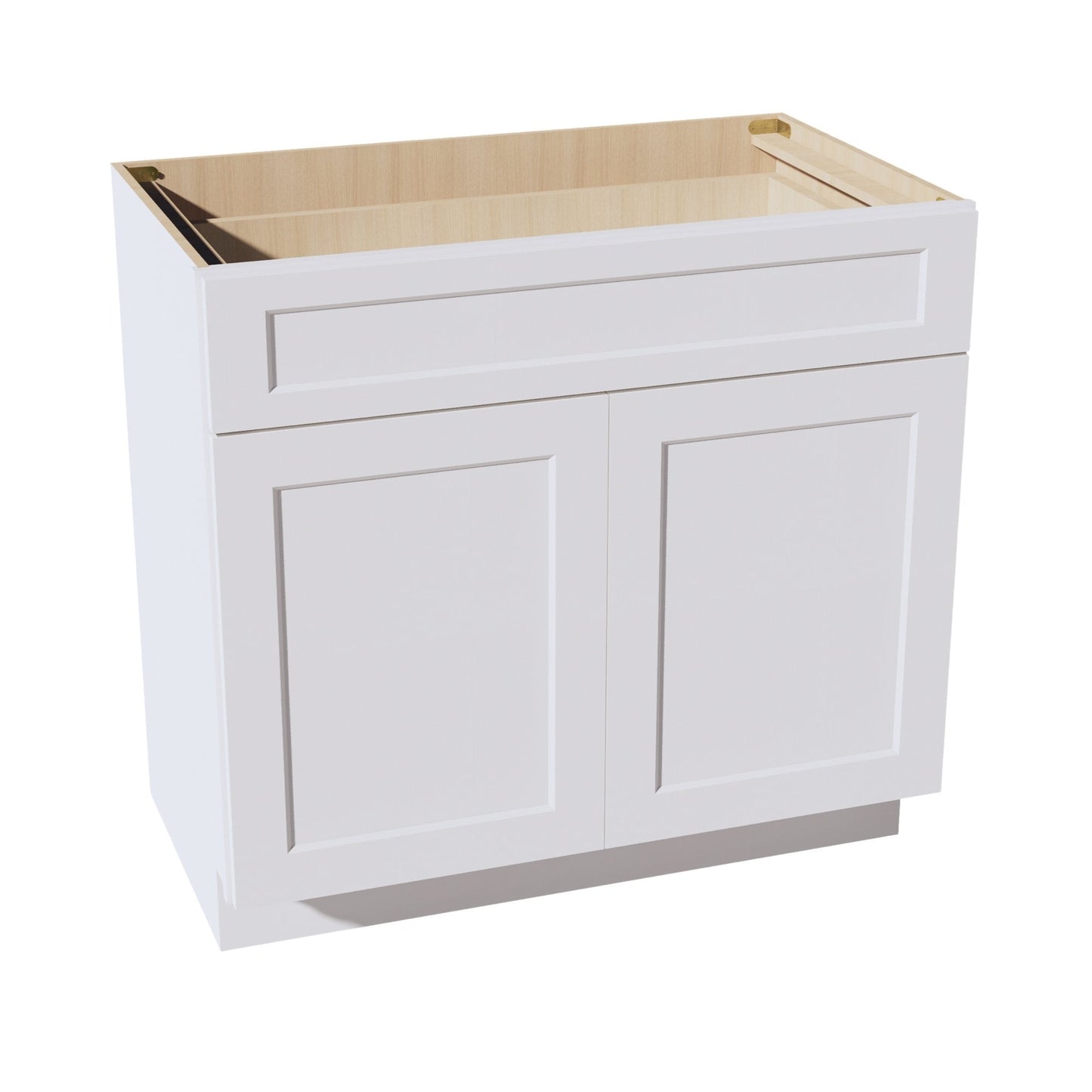 HF-VB3621: Frost White Shaker 36"W x 34-1/2"H x 21"D 2 Doors & 1 Drawer Double Door Vanity Base Cabinets