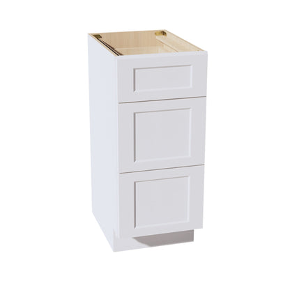 HF-VDB1521: Frost White Shaker 15"W x 34-1/2"H x 21"D  3 Drawers Vanity Base Cabinets