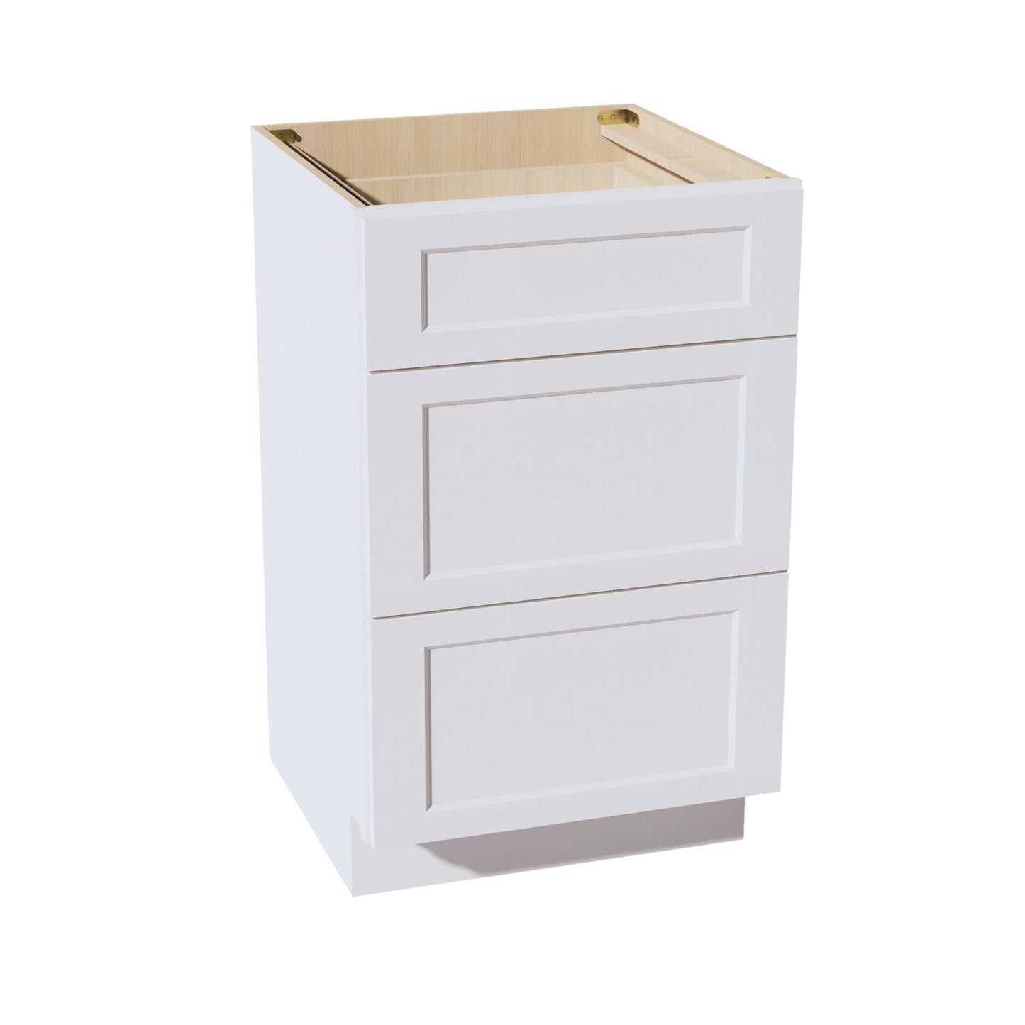 HF-VDB2121: Frost White Shaker 21"W x 34-1/2"H x 21"D  3 Drawers Vanity Base Cabinets