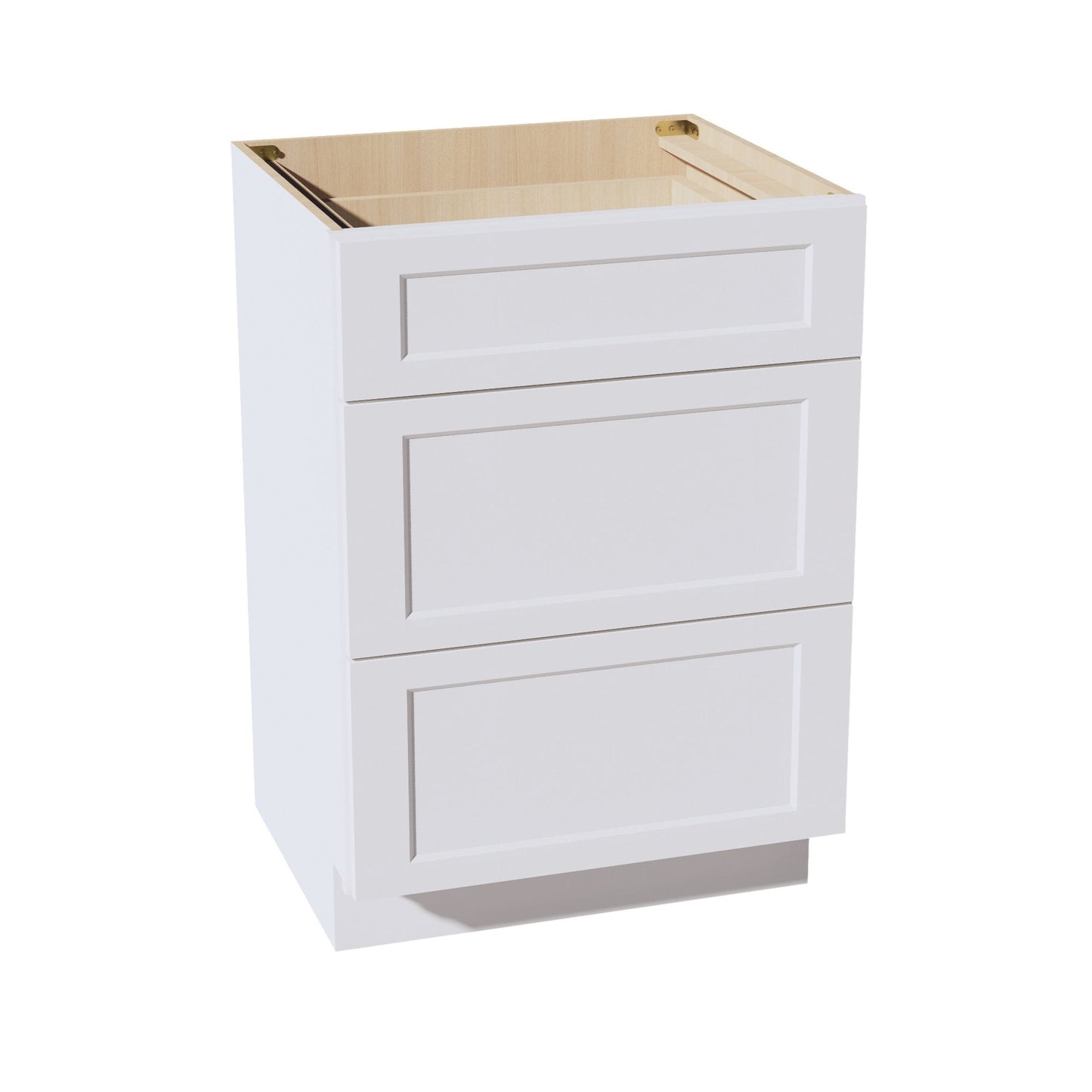 HF-VDB2421: Frost White Shaker 24"W x 34-1/2"H x 21"D  3 Drawers Vanity Base Cabinets