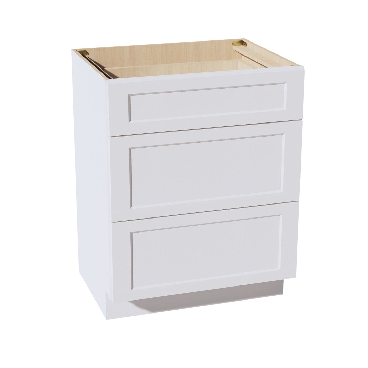 HF-VDB2721: Frost White Shaker 27"W x 34-1/2"H x 21"D  3 Drawers Vanity Base Cabinets