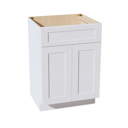 HF-VSB2421: Frost White Shaker 24"W x 34-1/2"H x 21"D 2 Doors & 1 False Drawer Vanity Sink Base Cabinets