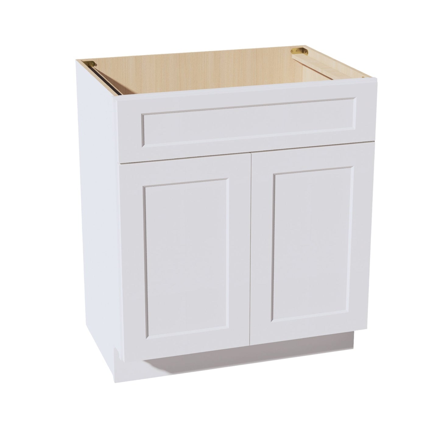 HF-VSB3021: Frost White Shaker 30"W x 34-1/2"H x 21"D 2 Doors & 1 False Drawer Vanity Sink Base Cabinets