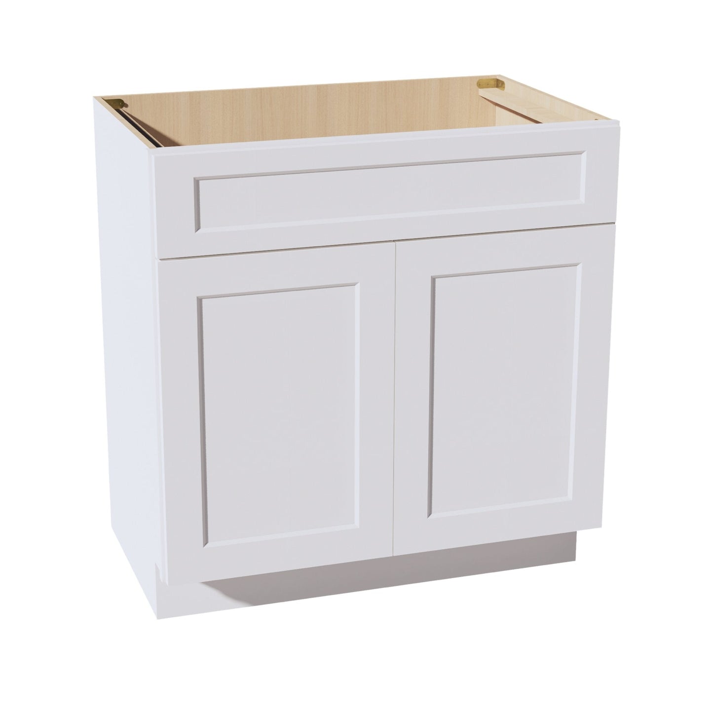 HF-VSB3321: Frost White Shaker 33"W x 34-1/2"H x 21"D 2 Doors & 1 False Drawer Vanity Sink Base Cabinets