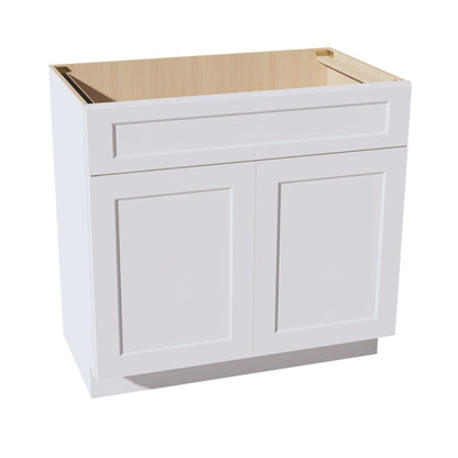 HF-VSB3621: Frost White Shaker 36"W x 34-1/2"H x 21"D 2 Doors & 1 False Drawer Vanity Sink Base Cabinets