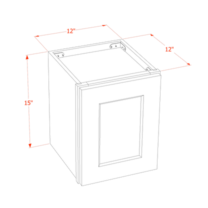 HF-W1215: Frost White Shaker 12"W x 15"H 1 Door Standard Wall Bridge Cabinet