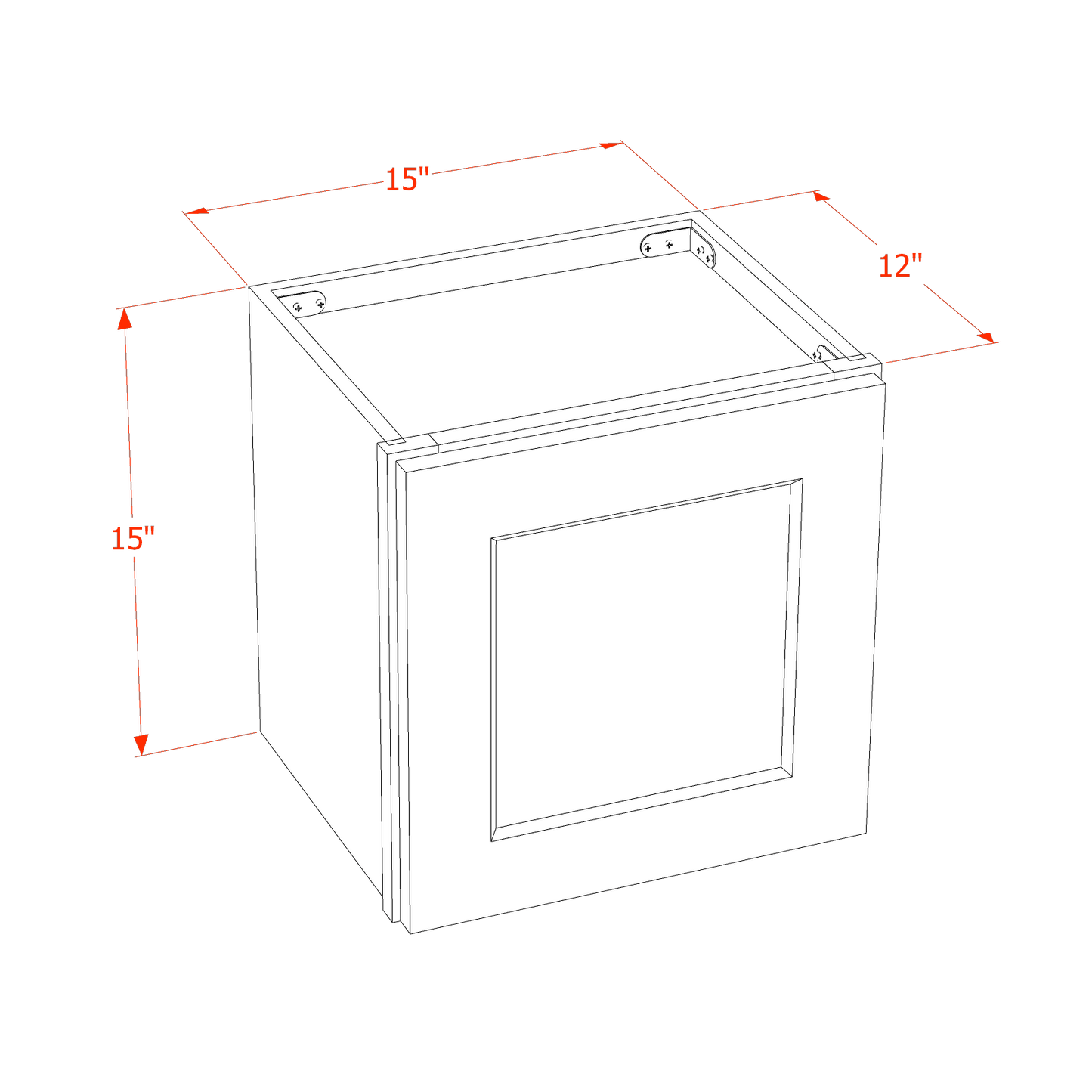 HF-W1515: Frost White Shaker 15"W x 15"H 1 Door Standard Wall Bridge Cabinet