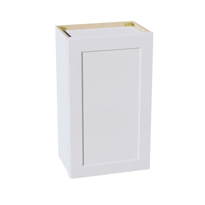 HF-W1830: Frost White Shaker 18"W x 30"H 1 Door & 2 Shelves Standard Wall Cabinet