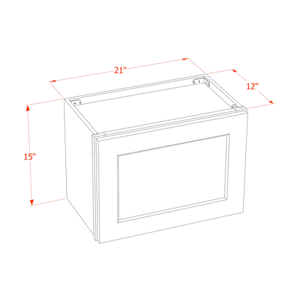 HF-W2115: Frost White Shaker 21"W x 15"H 1 Door Standard Wall Bridge Cabinet