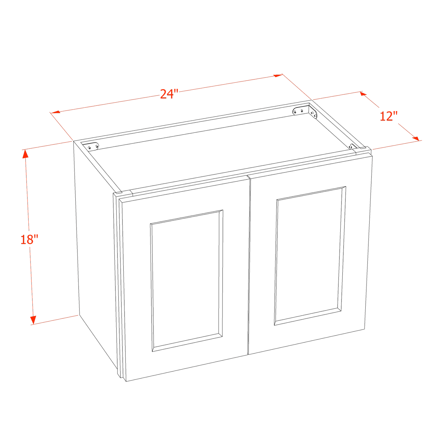 HF-W2418: Frost White Shaker 24"W x 18"H 2 Doors Standard Wall Bridge Cabinet