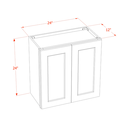 HF-W2424: Frost White Shaker 24"W x 24"H 2 Doors Standard Wall Bridge Cabinet