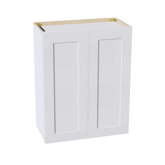 HF-W2430: Frost White Shaker 24"W x 30"H 2 Doors & 2 Shelves Standard Wall Cabinet