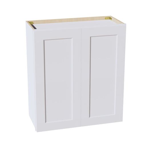 HF-W2730: Frost White Shaker 27"W x 30"H 2 Doors & 2 Shelves Standard Wall Cabinet