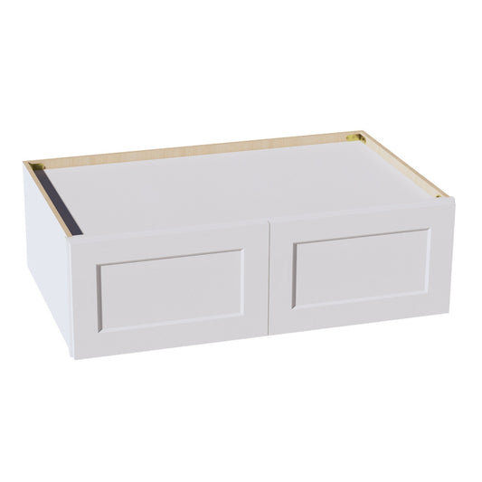 HF-W391224: Frost White Shaker 39"W x 12"H x 24"D 2 Doors Standard Bridge Wall Cabinet