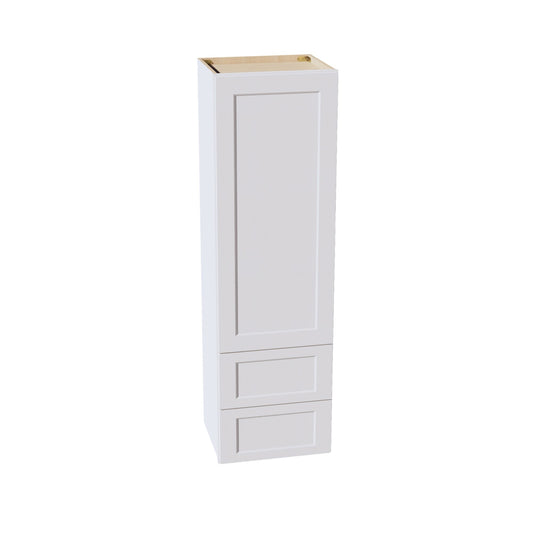 HF-WD1860: Frost White Shaker 18"W x 60"H 1 Door & 2 Drawers Special Wall Cabinet