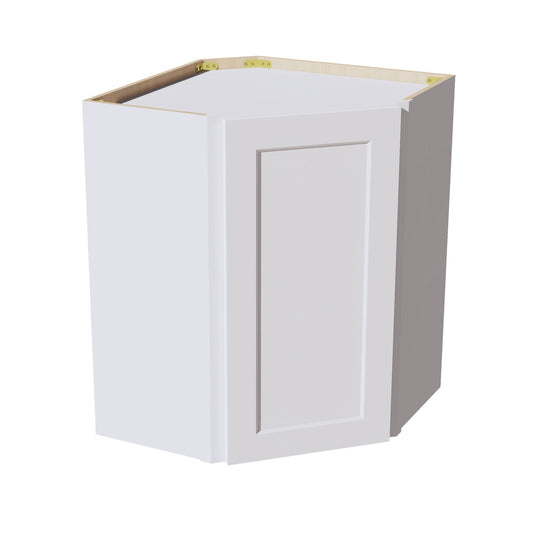 HF-WDC2430: Frost White Shaker 24"W x 30"H 1 Door & 2 Shelves Diagonal Wall Corner Cabinet